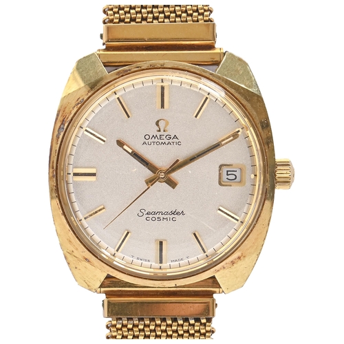 188 - An Omega gold plated self-winding wristwatch, Seamaster Cosmic, 33mm diam, Tussaflex expanding brace... 