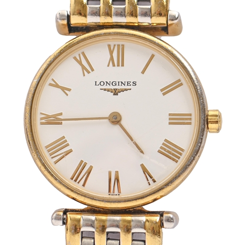 191 - A Longines stainless steel and gold plated lady's wristwatch, Le Grande Classique, quartz movement, ... 