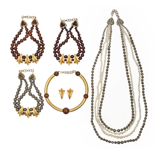 230 - Costume jewellery. Four mid-century Coppola e Toppo necklaces, a collar and pair of ear clips, each ... 