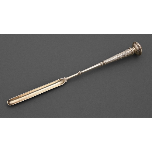 289 - A North American silver marrow scoop, late 19th c, 25.5cm l, by Ball, Black & Co, maker’s ... 