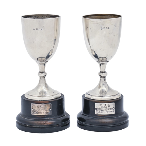 296 - A George V silver trophy cup, 13cm h, marks rubbed, Birmingham and another, Birmingham 1906, 8ozs (2... 