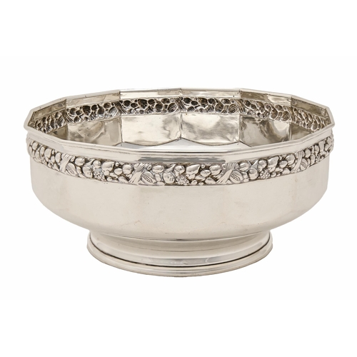 342 - A German silver fruit bowl, early 20th c, 22cm diam, by L A Gundel, maker's and control marks and 80... 