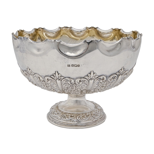 351 - An Edwardian silver rose bowl, stamped with bands of foliage, 13.5cm h, by Fenton Brothers Ltd, Shef... 