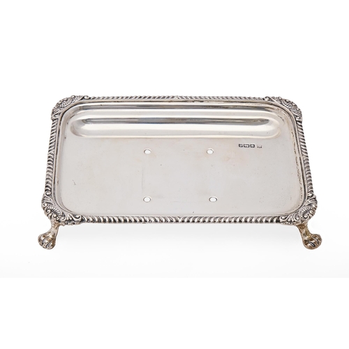 359 - A George V silver inkstand, with gadrooned rim, 17cm l, by James Deakin & Sons, Sheffield 1910, ... 