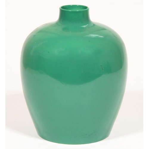 451 - A Royal Doulton jade green glazed earthenware vase, 1933, 28cm h, printed mark, painted BB 1038... 