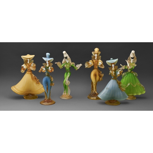 459 - Six Venetian glass carnival figures, 36cm h