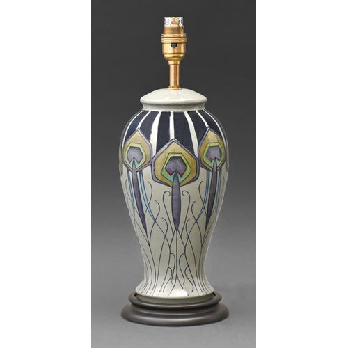 461 - A Moorcroft Peacock Parade lamp, 30cm h excluding fitment