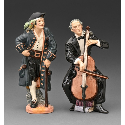 466 - Two Royal Doulton earthenware figures of The 'Cellist and Long John Silver, circa mid 20th c, 20 and... 