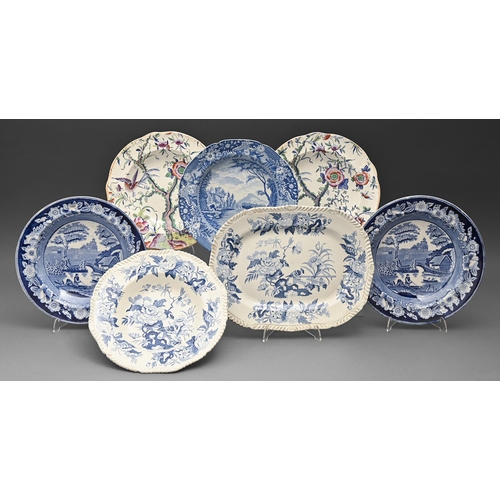 490 - Four Brameld blue printed earthenware soup plates, including a pair in the Indian pattern and a gadr... 