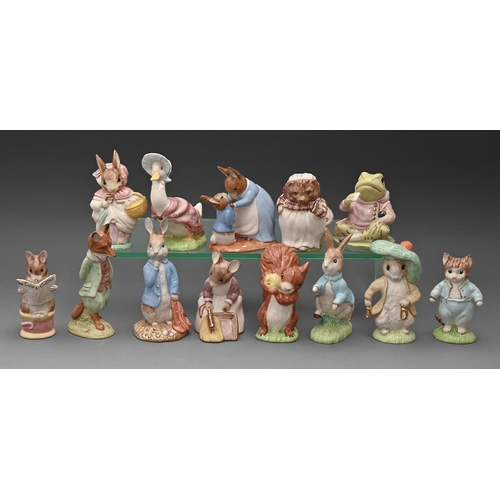 510 - Thirteen Royal Doulton Beswick ware Beatrix Potter figures, late 20th c, 18cm h and circa, printed m... 