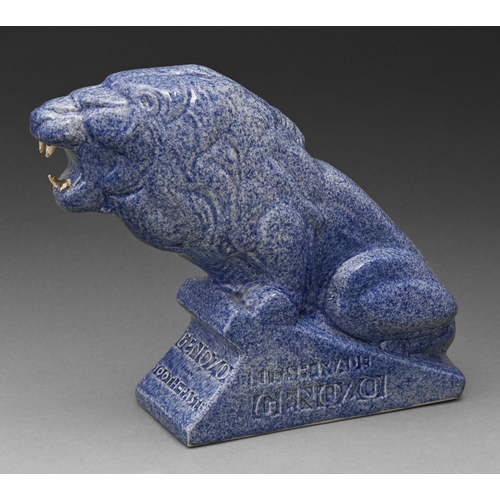 512 - Advertising. An Ashstead powder blue earthenware Genozo Tooth-paste lion, 1926-1936, 19cm h, printed... 