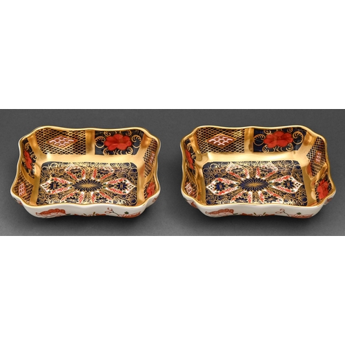 532 - Two Royal Crown Derby Imari pattern pin trays, late 20th c, 95mm l, printed mark