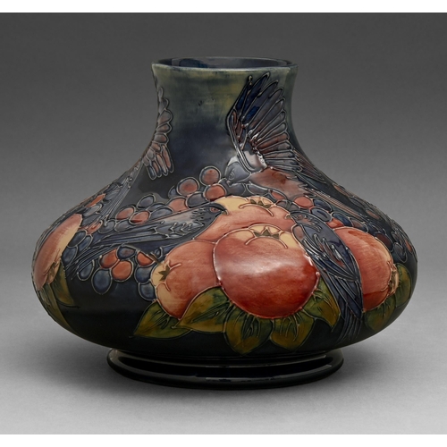 547 - A Moorcroft Finches vase designed by Sally Tuffin, 1988, 20cm h, impressed mark, painted initials... 