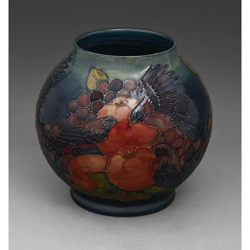 549 - A Moorcroft Finches vase designed by Sally Tuffin, 1988, 17cm h, impressed mark, including year symb... 