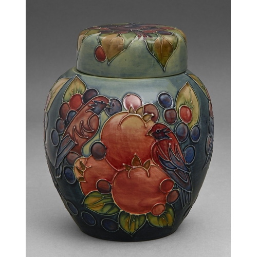 551 - A Moorcroft Finches ginger jar and cover designed by Sally Tuffin, 1988, 20cm h, impressed mark and ... 