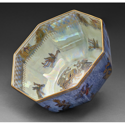 592 - A Wedgwood Dragon Lustre octagonal bowl, designed by Daisy Makeig Jones, early 20th c, 21.5 x 21.5cm... 