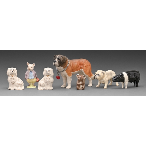 601 - A Beswick Beatrix Potter figure of Pigling Bland, a pair of spaniels and four other animals, various... 