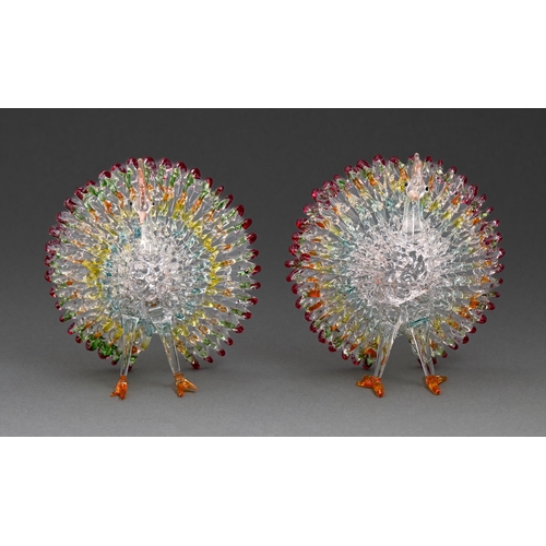 640 - A pair of Venetian lampwork models of peacocks