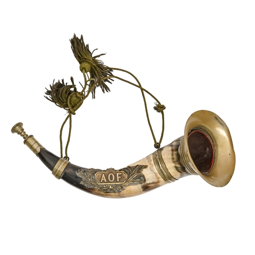 711 - Victorian Friendly Societies. A brass and nickel plated brass mounted horn of the Ancient Order of F... 