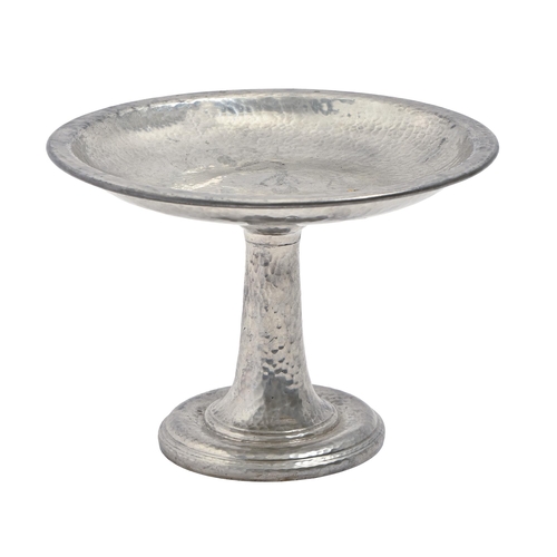 730 - Liberty & Co. A Tudric pewter tazza, early 20th c, hammer textured, 16.5cm h, stamped TUDRIC PEW... 