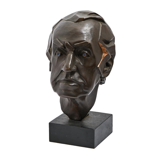 732 - English School, 1977 - Head of a Man, bronze, life sized, brown patina, signed in the maquette Willi... 