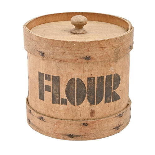 734 - Treen. A bentwood flour bin and cover, 22cm h