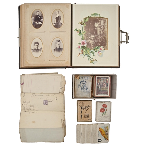 749 - A Victorian leather photograph album of cabinet portraits and cartes de visite, by various London an... 