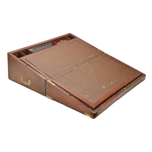 799 - A Victorian brass mounted mahogany writing box, with fitted interior and flush handles, 53cm l... 