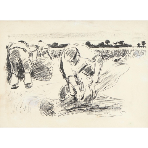 913 - Harry Becker (1865-1928) -Tying Sheaves of Corn, monogrammed and dated 95 within the plate, lithogra... 