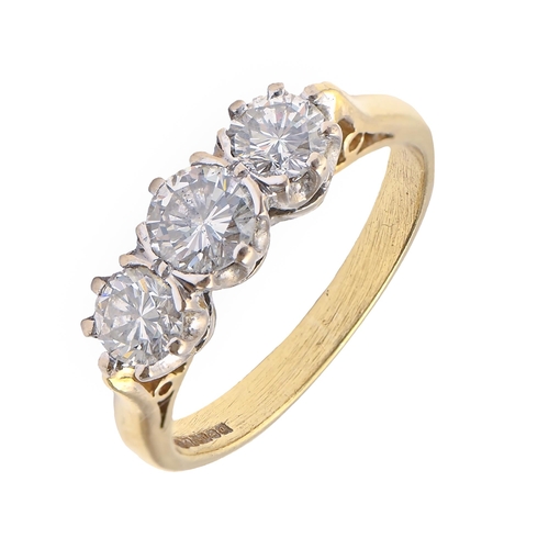 92 - A diamond ring, with round brilliant cut diamonds, in 18ct gold, Birmingham 1990, 3.7g, size J... 