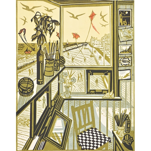 920 - Richard Bawden (b. 1936) - Aldeburgh from the Lookout Tower, signed, titled and numbered 10/85 in pe... 