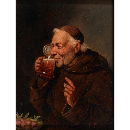 931 - Constantin Stoitzner (1863-1934) - A Jolly Friar; A Drinking Monk, a pair, signed, oil on panels, 20... 