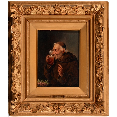 931 - Constantin Stoitzner (1863-1934) - A Jolly Friar; A Drinking Monk, a pair, signed, oil on panels, 20... 