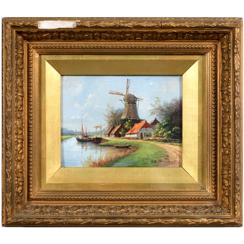 934 - H. de Pauwels, late 19th/early 20th c - Dutch Canal Scene, signed, oil on board, 13 x 17cm... 