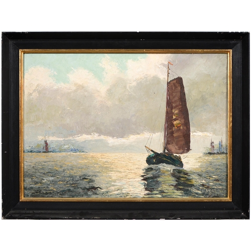 941 - Vegt, Dutch Maritime Artist, early-mid 20th c - Schooners at Sea, signed, oil on canvas, 49 x 69cm... 