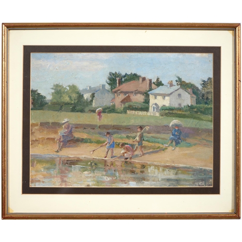 964 - Manner of Campbell Archibald Mellon - An Indian Summer, oil, 26.5 x 36.5cm