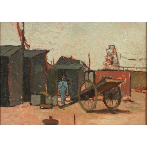 967 - Modern School, second-half 20th c - Labouring, oil on board, 24 x 34cm