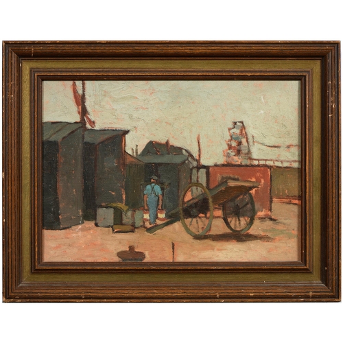 967 - Modern School, second-half 20th c - Labouring, oil on board, 24 x 34cm