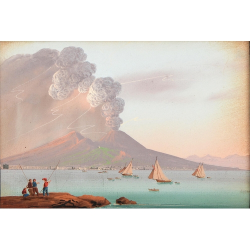 971 - Italian Grand Tour School, first-half 19th c - The 1794 Eruption of Mount Vesuvius, from the Bay of ... 