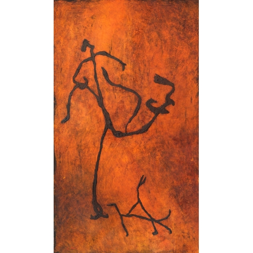 974 - Contemporary School, late 20th c - A Study of a Cave Painting, indistinctly signed, mixed media, 38 ... 