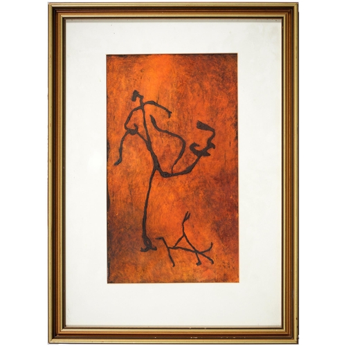 974 - Contemporary School, late 20th c - A Study of a Cave Painting, indistinctly signed, mixed media, 38 ... 