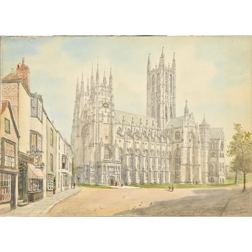 978 - S.J. Nesh, early 20th c - York Minster, signed, watercolour, with pen-and-ink and pencil, signed, mo... 