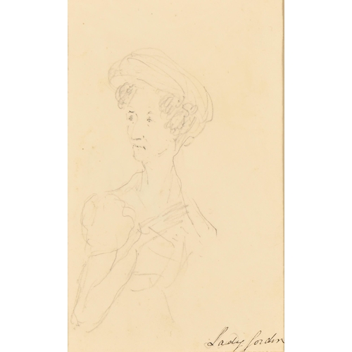 992 - English School, early 19th c - Portrait sketch of Lady Gordon (née Julia Bennet), half-l... 