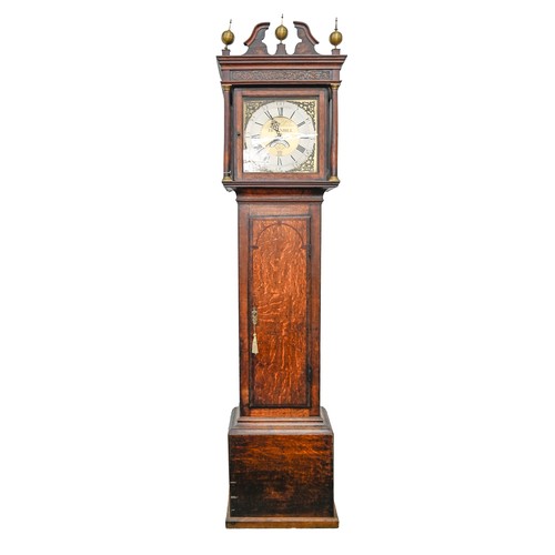 1132 - A Victorian oak thirty hour longcase clock, with brass and silvered dial inscribed J N Lookman Bicke... 