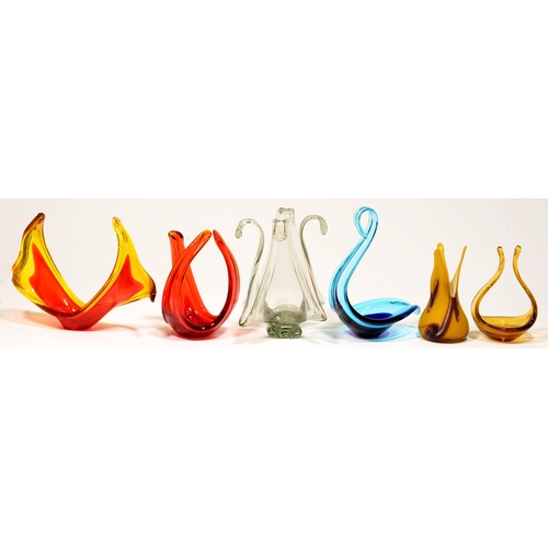 66 - Five glass sculptural pieces and a vase (6)