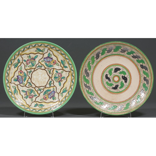 68 - Two Crown Ducal dishes designed by Charlotte Rhead, 32cm diam