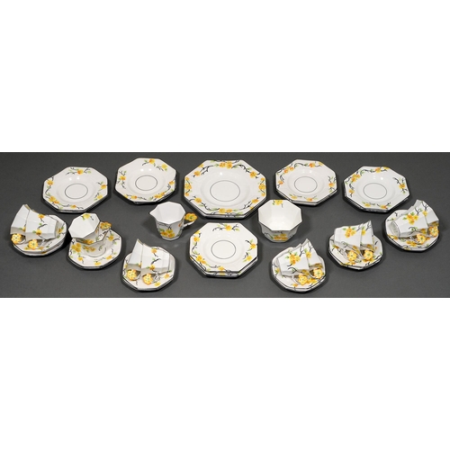 74 - A 1930s Melba bone china tea service, decorated with yellow flowers (40)