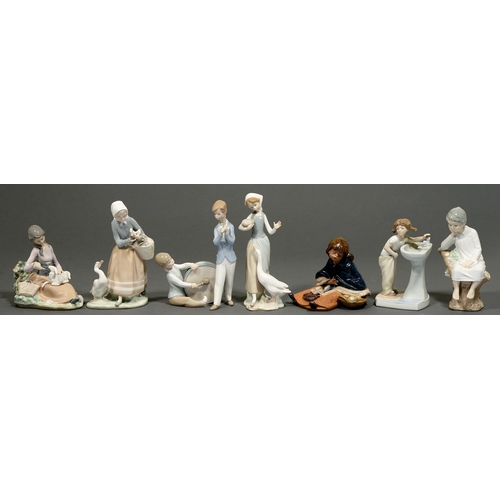 79 - Seven Lladro figures, largest 24cm h