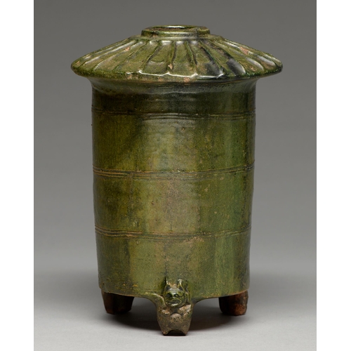 225 - A Chinese green glazed red earthenware model of a granary, Eastern Han Dynasty, 24cm h  Provenance: ... 