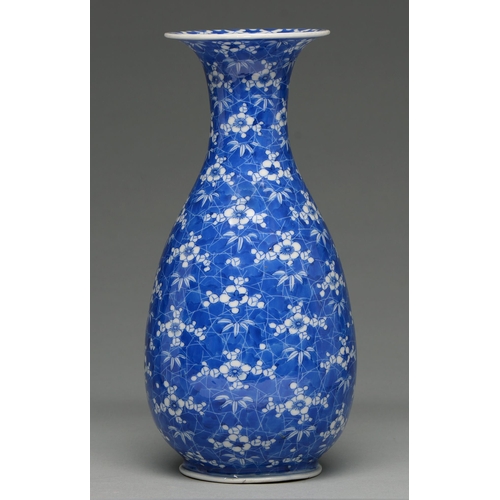 378 - A Seto blue and white vase, Seto ware, Aichi Pefecture, Taisho period, of baluster form, painted wit... 